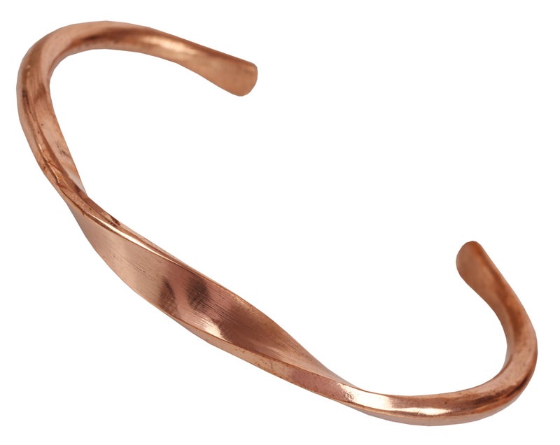 Touchstone Copper Hand Forged Beautifully Twisted Pattern High Gauge Elegant Wrist Enhancer Pure Copper Sophisticated Bracelet In Natural Tone For Men And Women